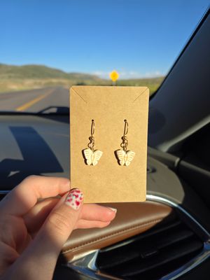 White Butterfly Earrings