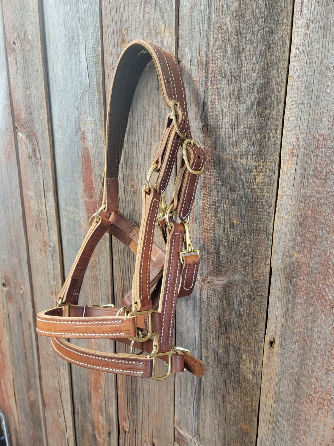 Horse Turnout Halter (Saddle Leather)oil dipped , brass H.W.