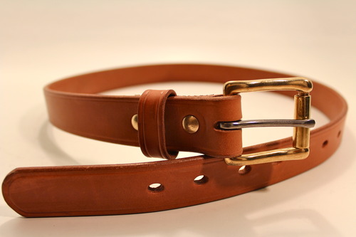 Camel with Briarwood Solid brass Rollerbuckle and Creased edge