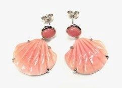 Queen Conch/SS Clam in Circle &quot;Bahamas&quot; Drop Earring