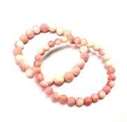 Queen Conch 7&quot; 8mm Round Beaded Stretch Bracelet