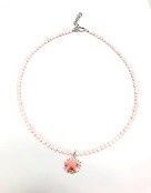Queen Conch 16" 6mm Bead Necklace w. Starfish in CZ Circle Charm