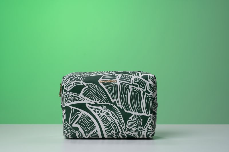Toiletry Bag - Emerald Green Banana Leaves