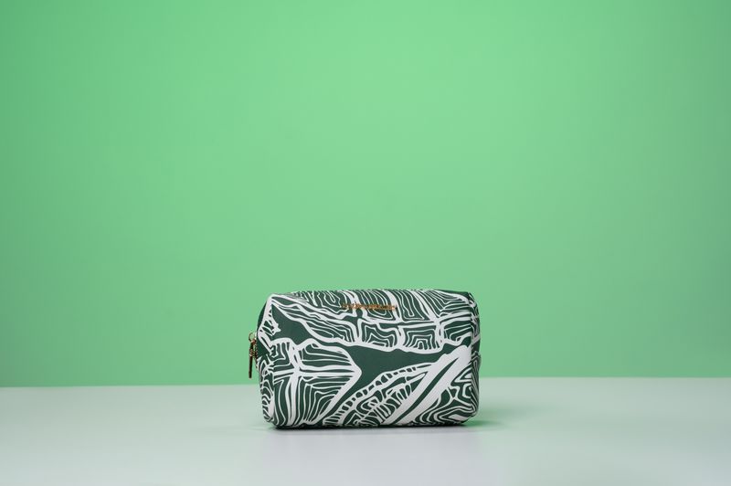 Makeup Bag - Emerald Green Banana Leaves