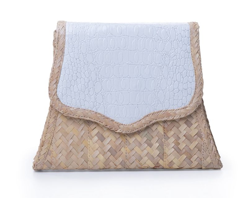 Straw Box Shape Dress Strap Bag - White