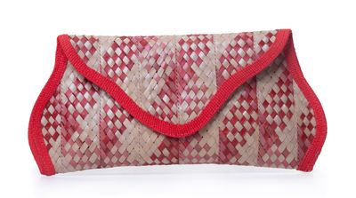 Small Straw Clutch - Red
