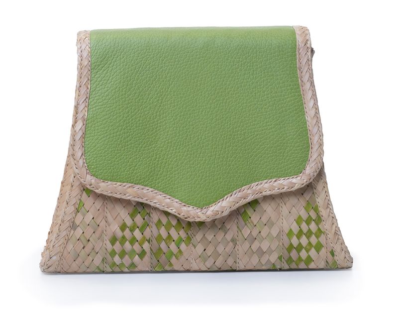 Straw Box Shape Dress Strap Bag - Lime Green