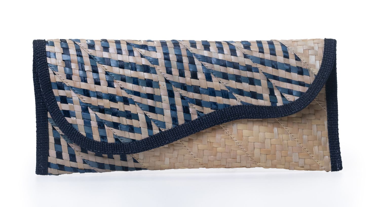 Small Straw Clutch - Nude &amp; Navy Blue