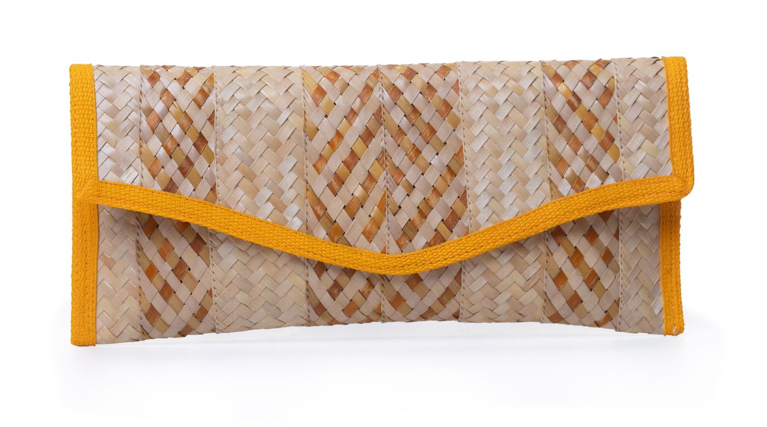 Small Straw Clutch - Nude &amp; Golden Yellow