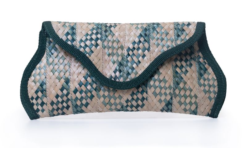 Small Straw Clutch - Emerald Green