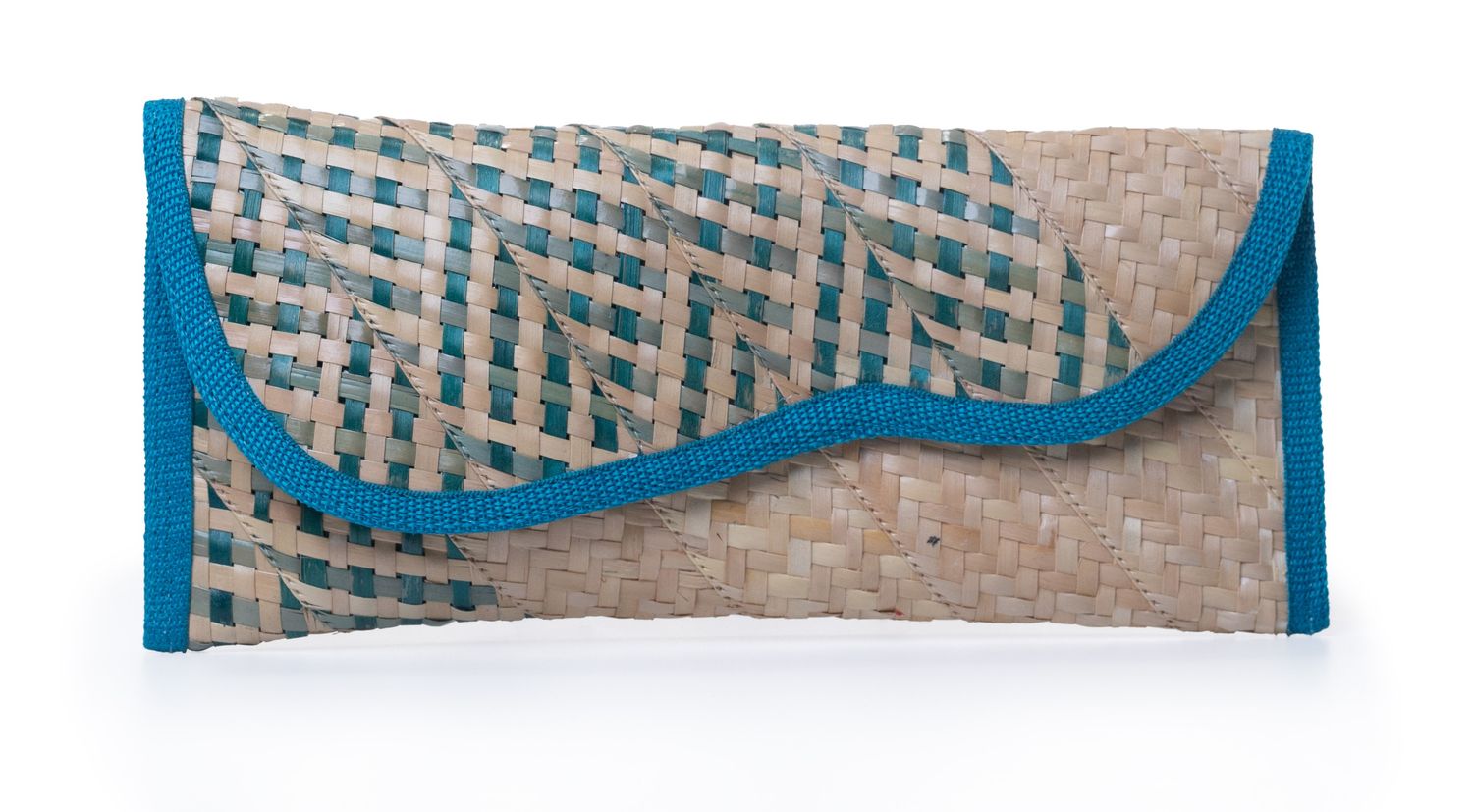 Small Straw Clutch - Aqua