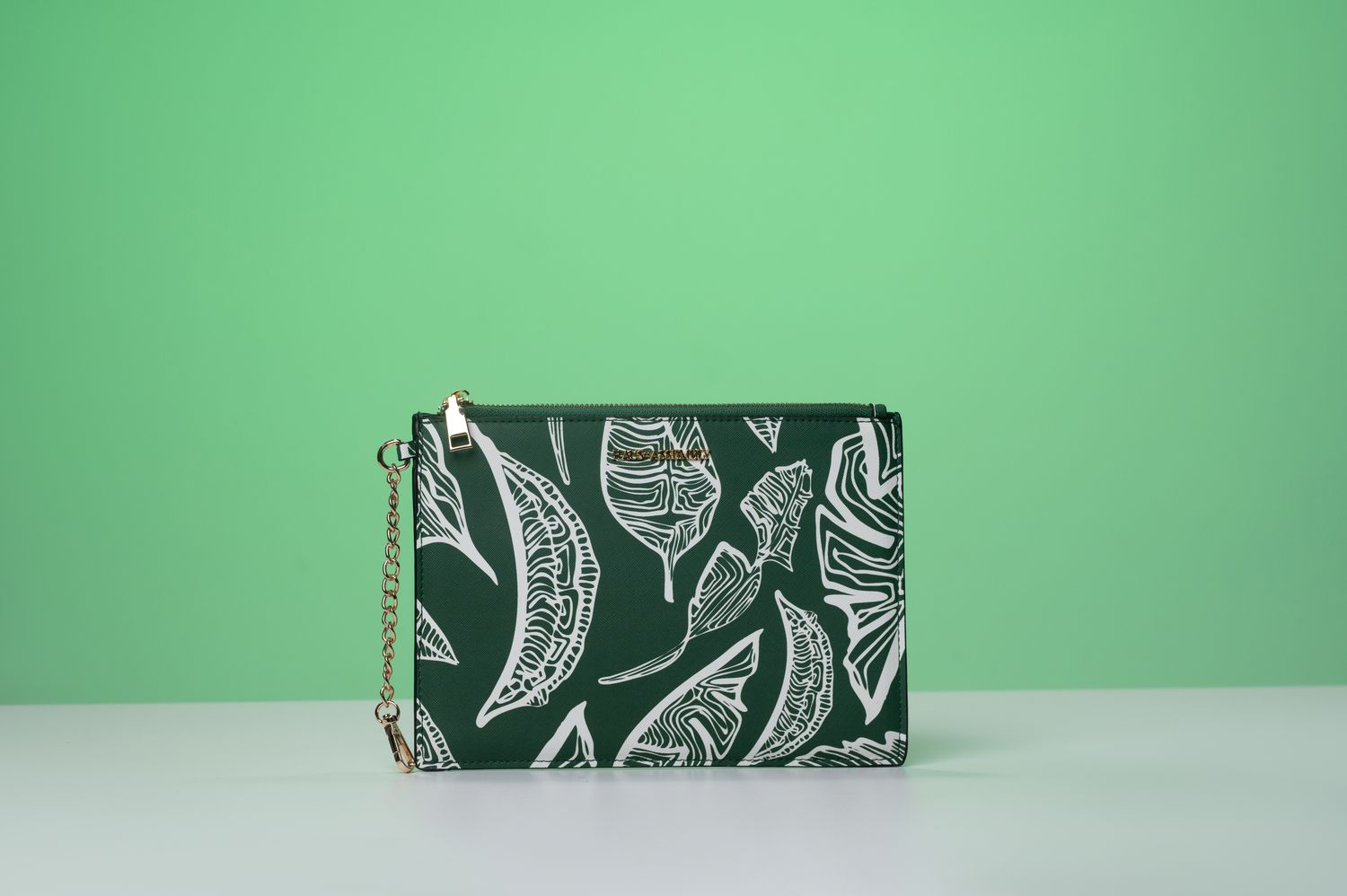 Travel Pouch - Emerald Green Banana Leaves