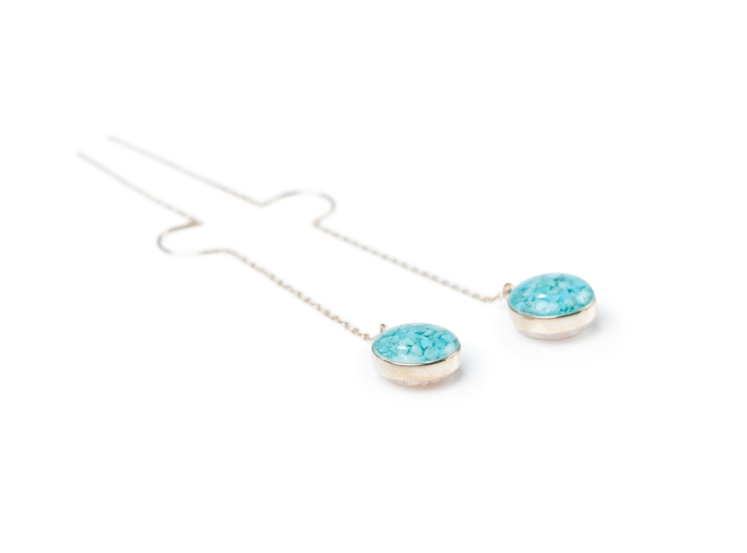 Dune Sandglobe Earrings with Turquoise &amp; Conch Shell