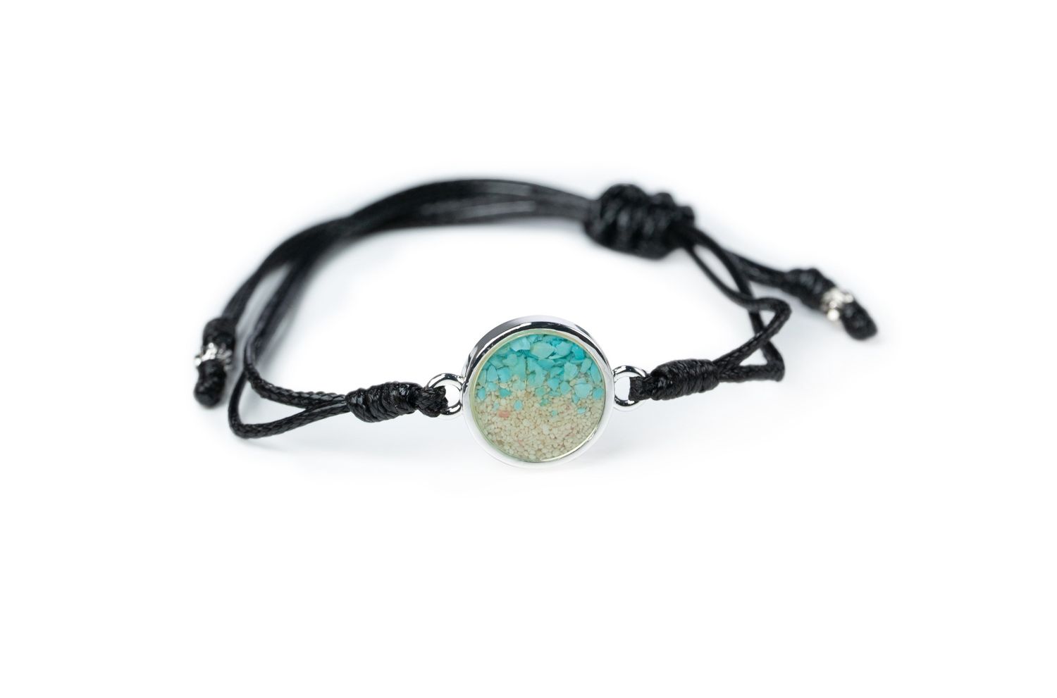 Dune Black Cord Bracelet - Round - Turquoise Gradient with Sand from Paradise Island
