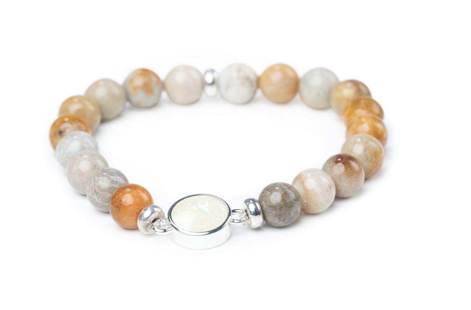 Dune Beaded Bracelets - Botswana Agate - Mother of Pearl