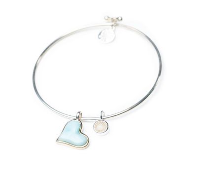 Dune Titled Heart Bangle Larimar &amp; Sand