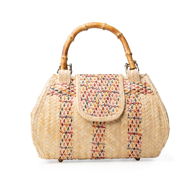 Large All Straw Bag with Bamboo Handle - 26L