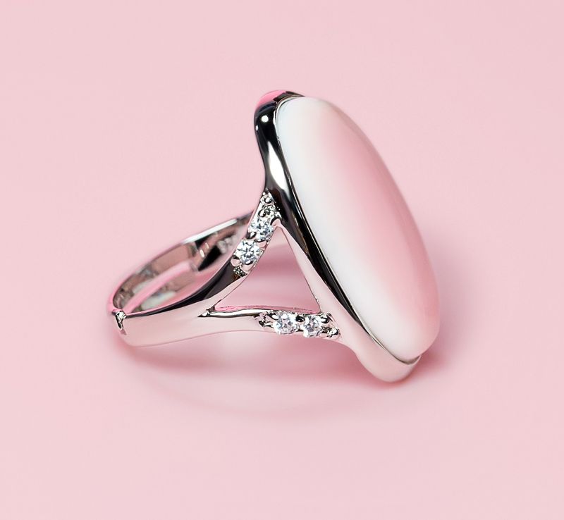 Queen Conch/SS Oval Ring With CZs