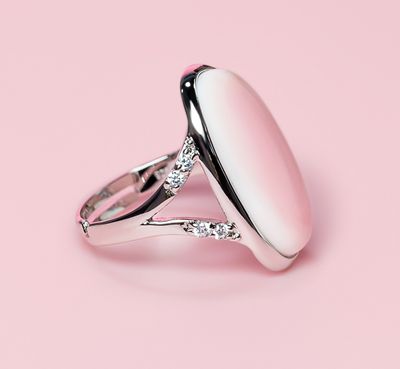 Queen Conch/SS Oval Ring With CZs
