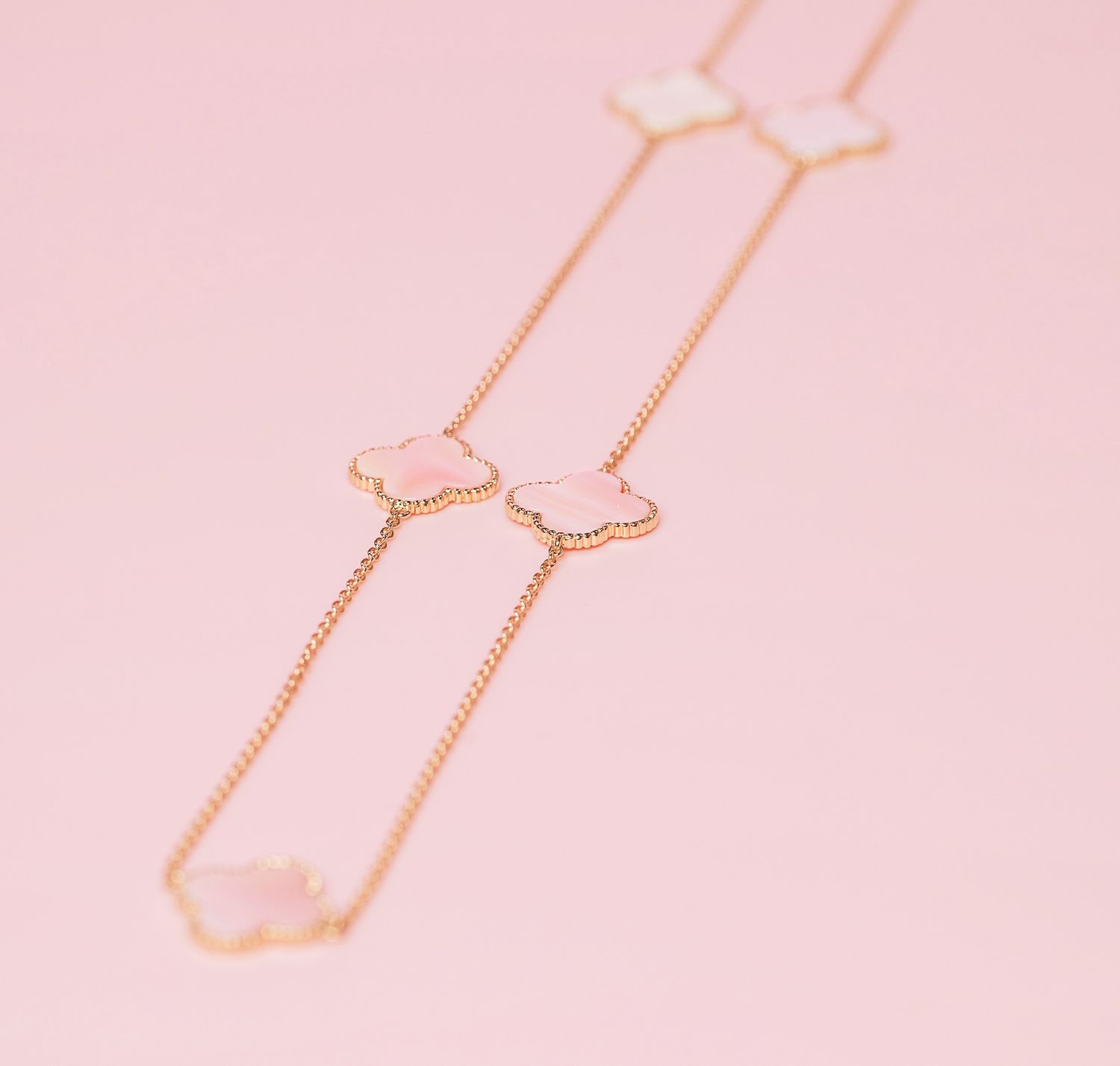 QC SS/RG Plated Clover Necklace