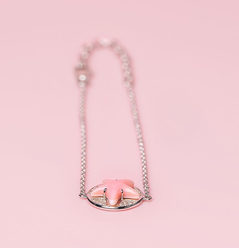 Queen Conch/SS Starfish in CZ Circle Bracelet