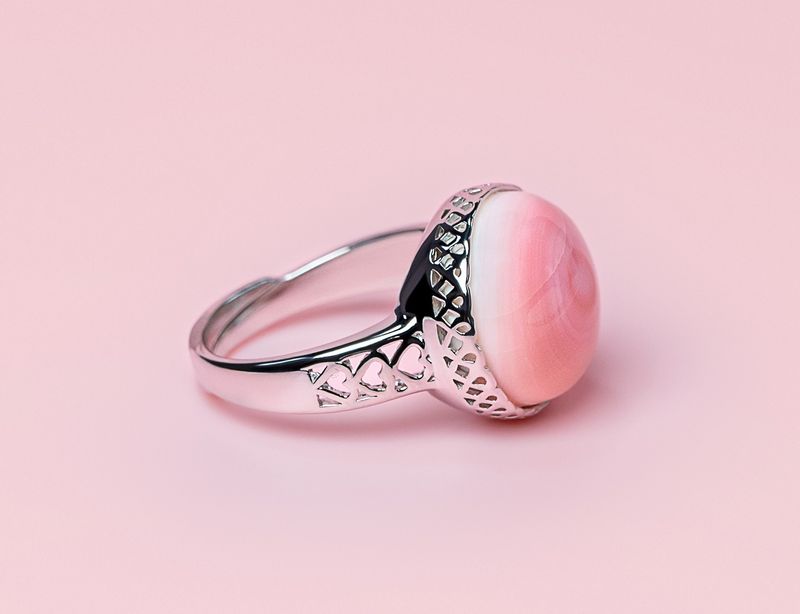 Queen Conch/SS Fancy Round Ring w. Filigree