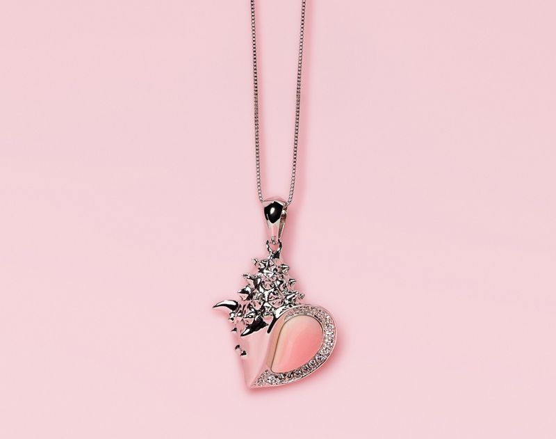 Queen Conch/SS Conchshell w. CZs Necklace