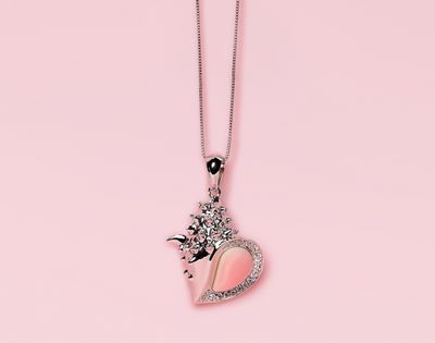 Queen Conch/SS Conchshell w. CZs Necklace