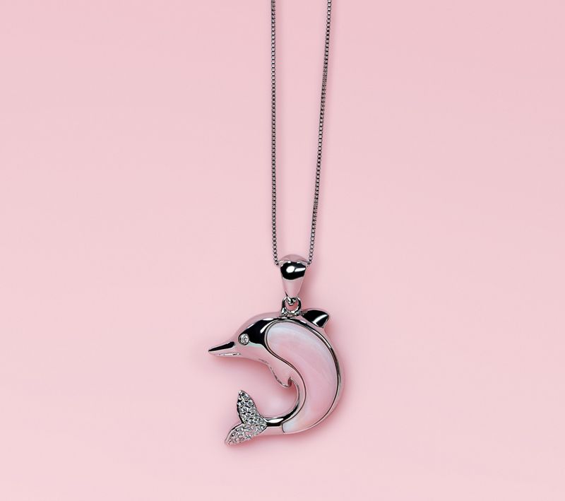 Queen Conch/SS Dolphin Necklace