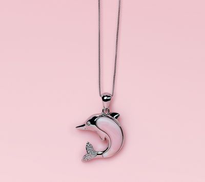 Queen Conch/SS Dolphin Necklace