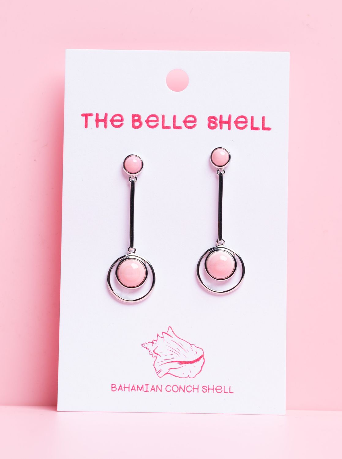 Queen Conch/SS Slim Top &amp; Bottom Circle Dangle Earring