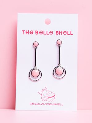 Queen Conch/SS Slim Top &amp; Bottom Circle Dangle Earring