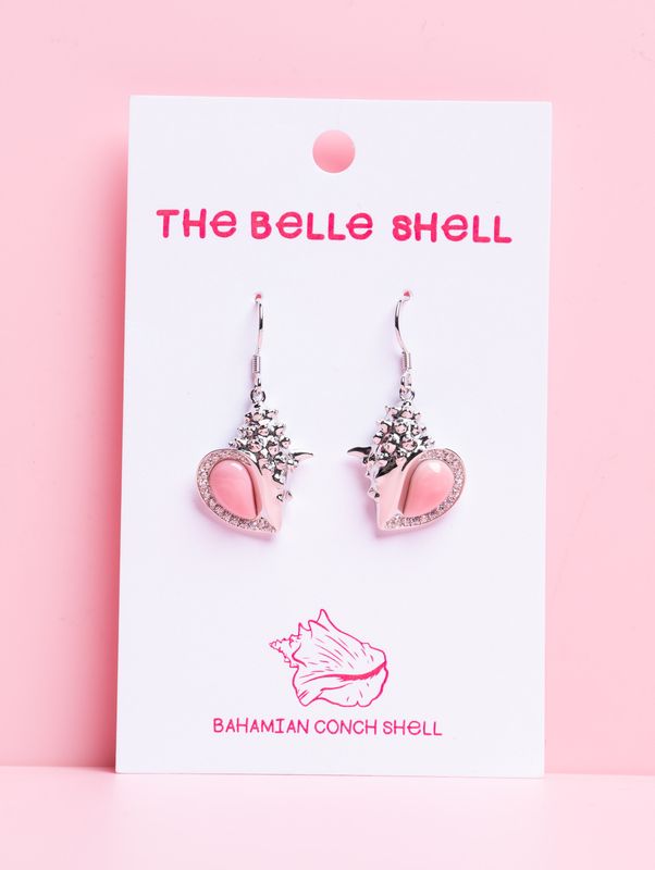 Queen Conch/SS Conchshell Drop Earring w. CZs