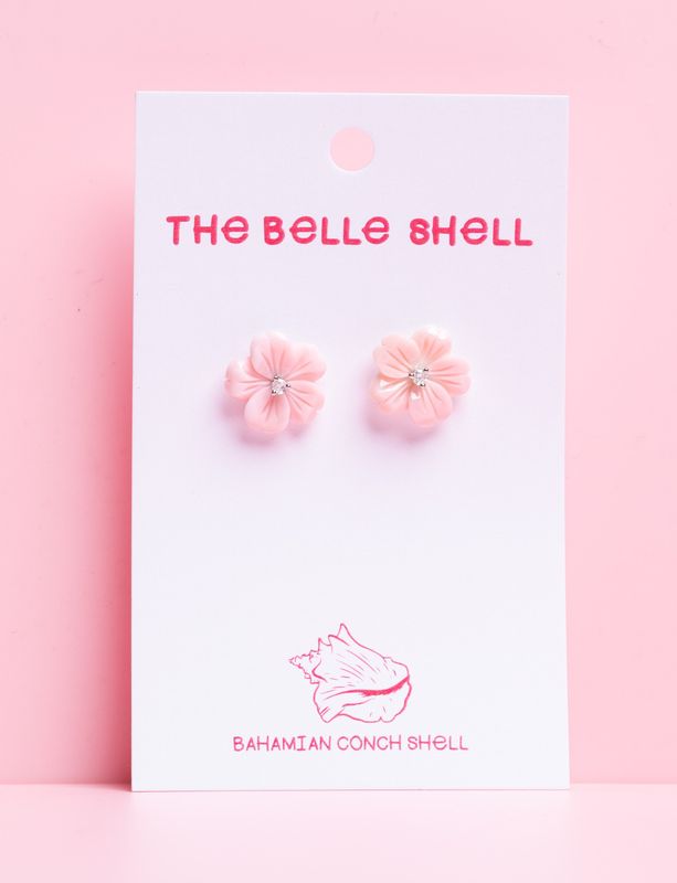 Queen Conch/SS Flower w. CZ Stud Earring