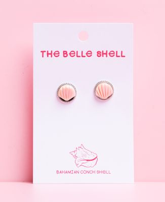 Queen Conch/SS Clam in Circle &quot;Bahamas&quot;Stud Earring