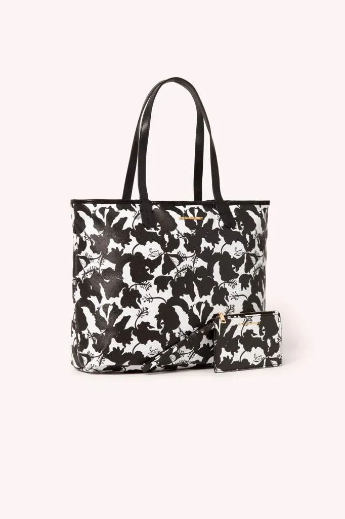 AM Tote - Black Hibiscus