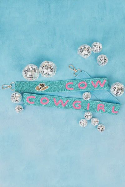 TURQUOISE AND PINK &#39;COWGIRL&#39;  BAG STRAP