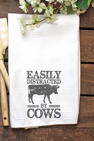Easily Distracted by Cows hand Towel