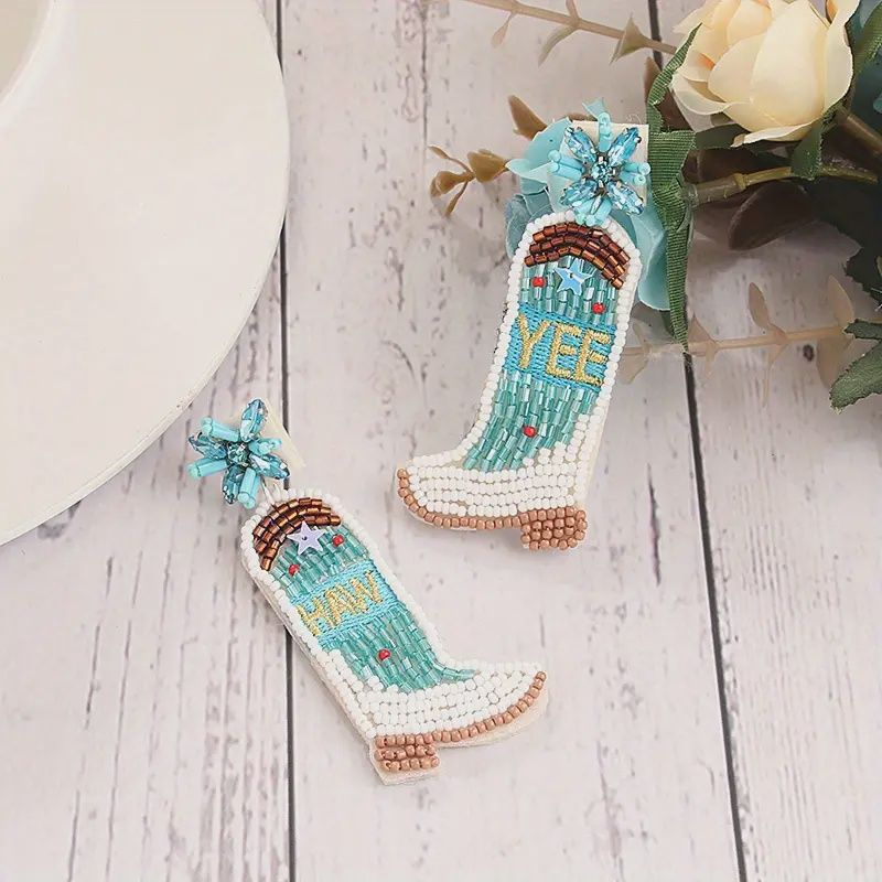 Beaded Cowboy Boots earrings