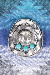 TIPI Turquoise Silvertone Belt Buckle
