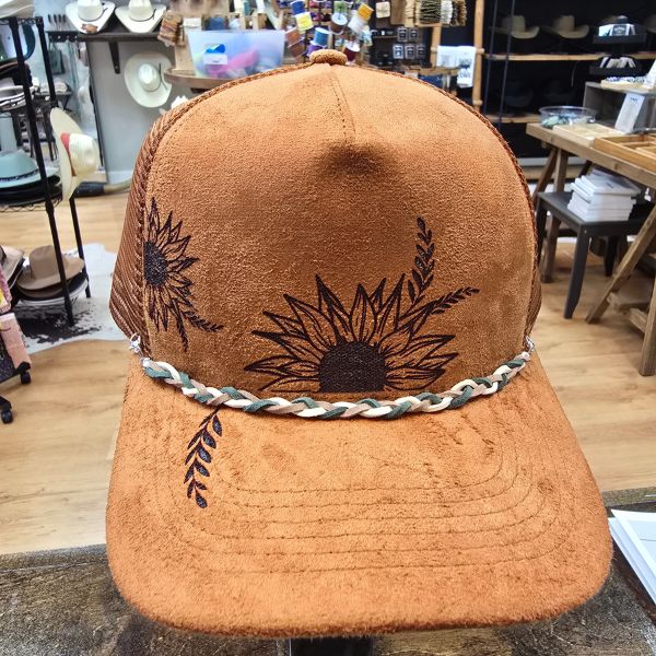 suede ball Cap, Design: Sunflower