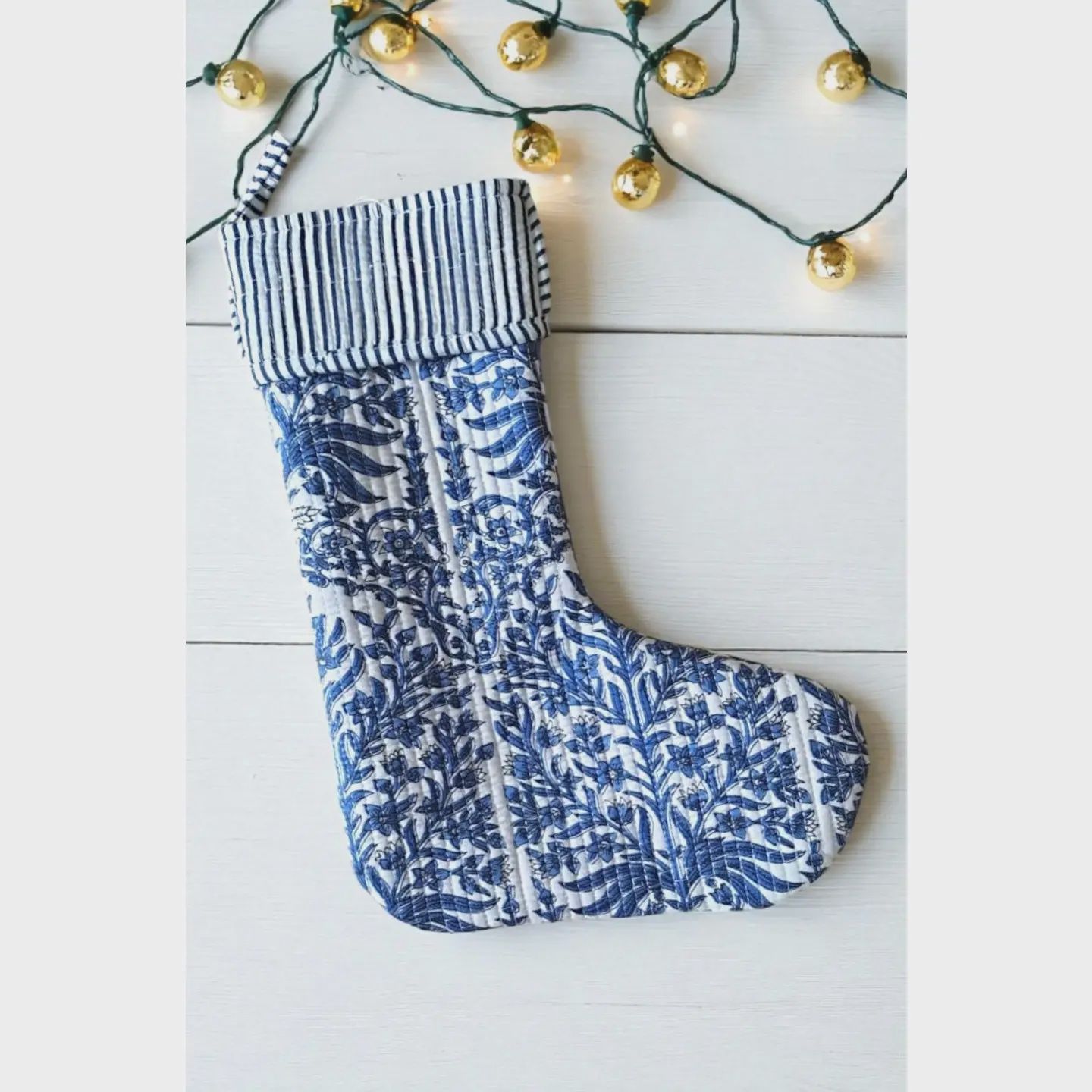 Noel Blue Holiday Stocking