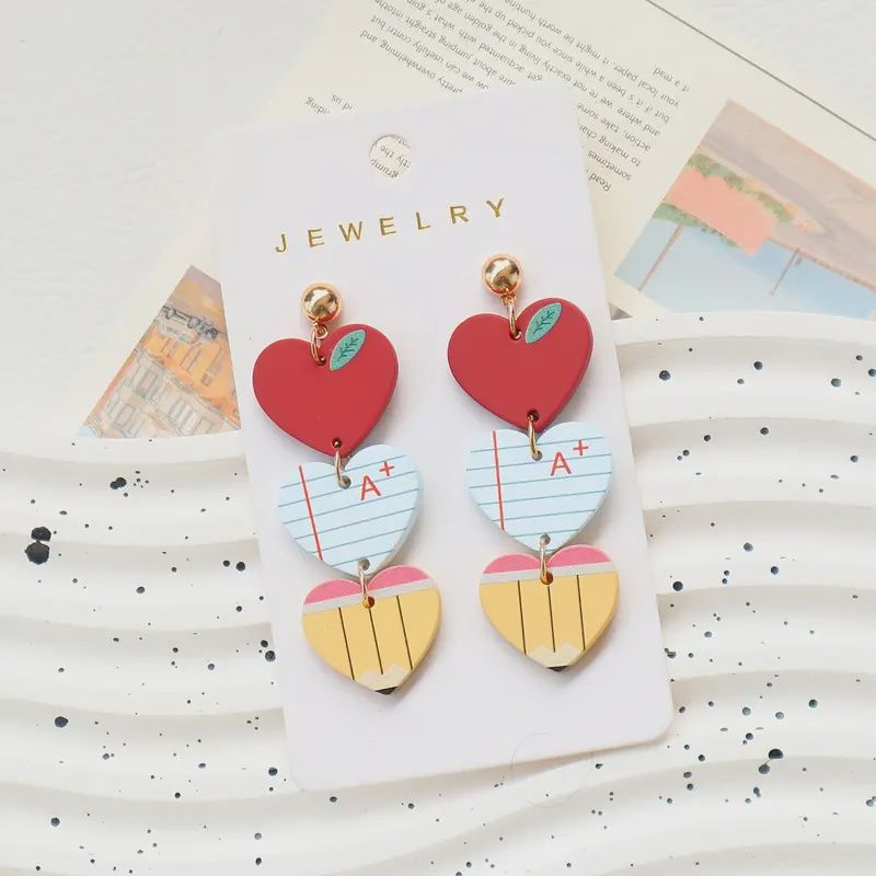 Heart Shaped School Earrings