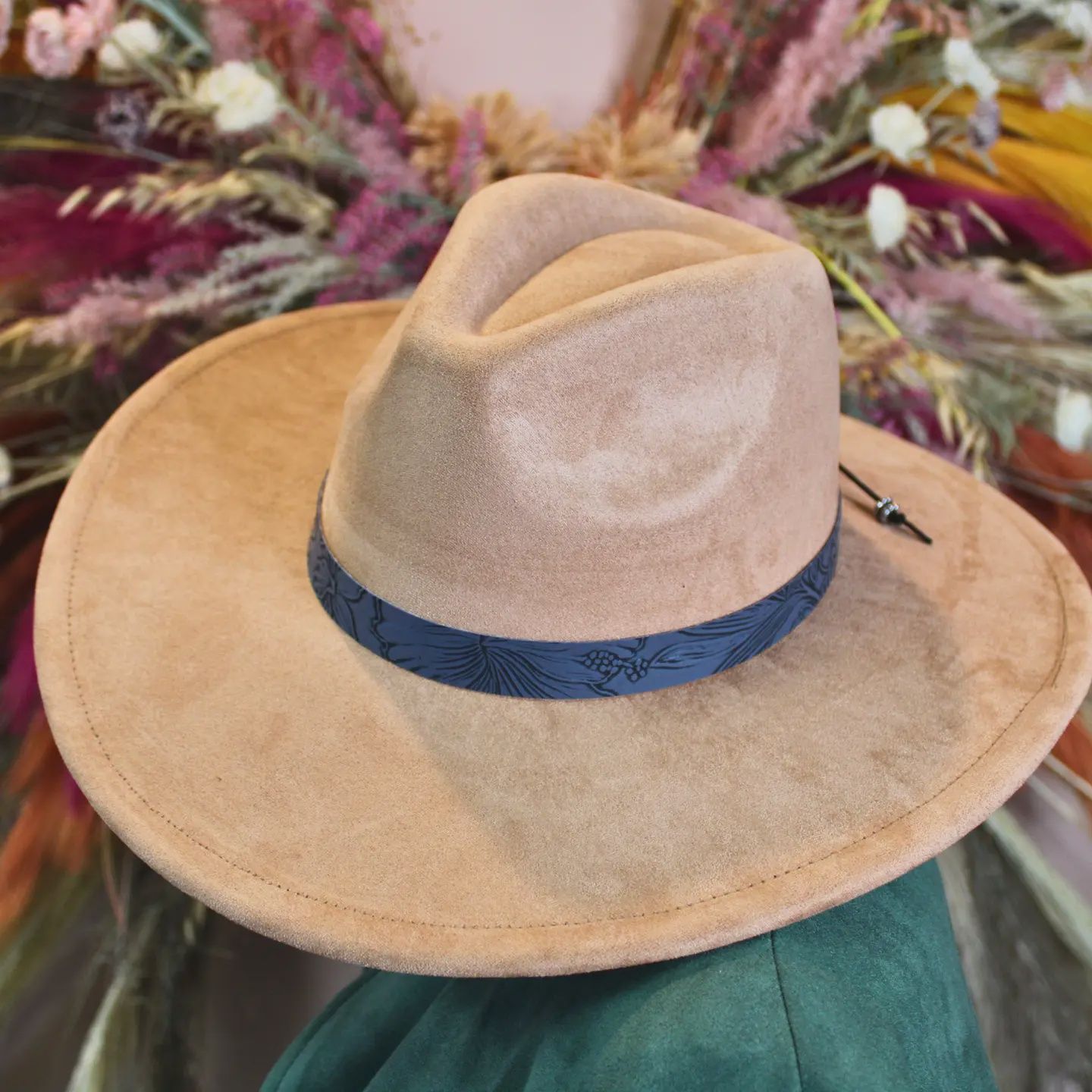 Grey-Blue Embossed Vegan Leather Handmade Adjustable