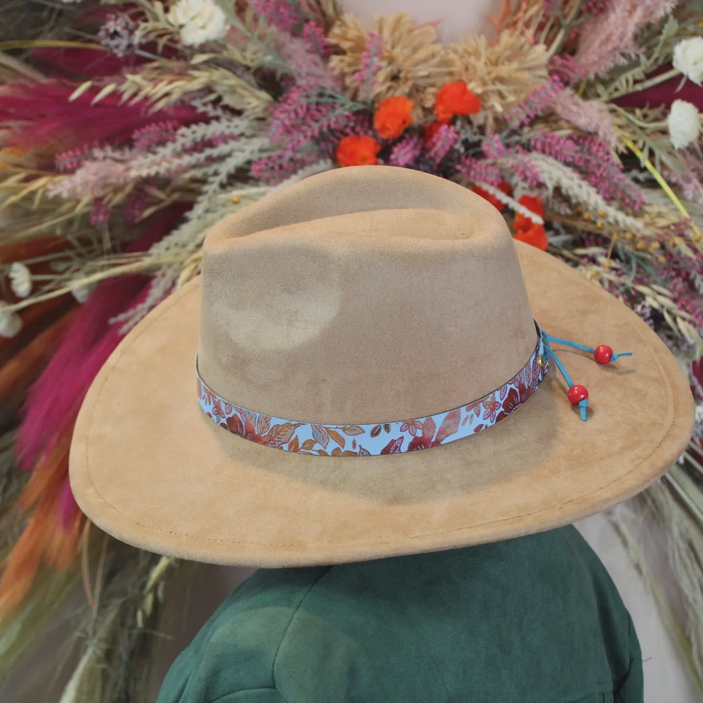 Blue Metallic Floral Handmade Adjustable