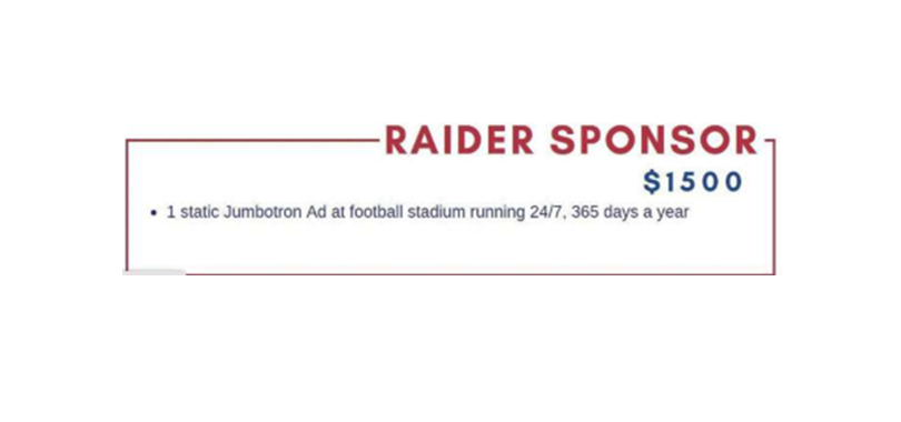 Raider Sponsor - Sponsorship