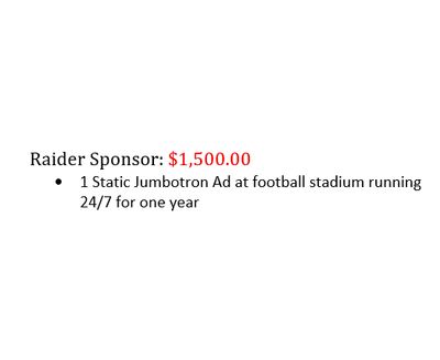 Raider Sponsor - Sponsorship