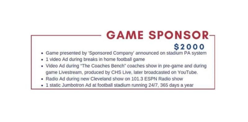 Game Sponsor - Sponsorship