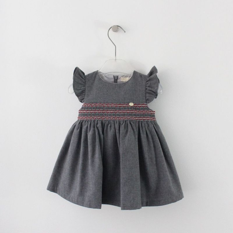 Maria Malmequer - Vestido Cinza com Smocks