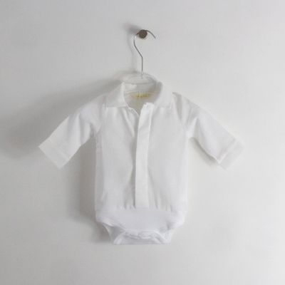 Camisa Body Branca Com Gola De Bico Maria Malmequer - Camisa Body Branca Com Gola De Bico